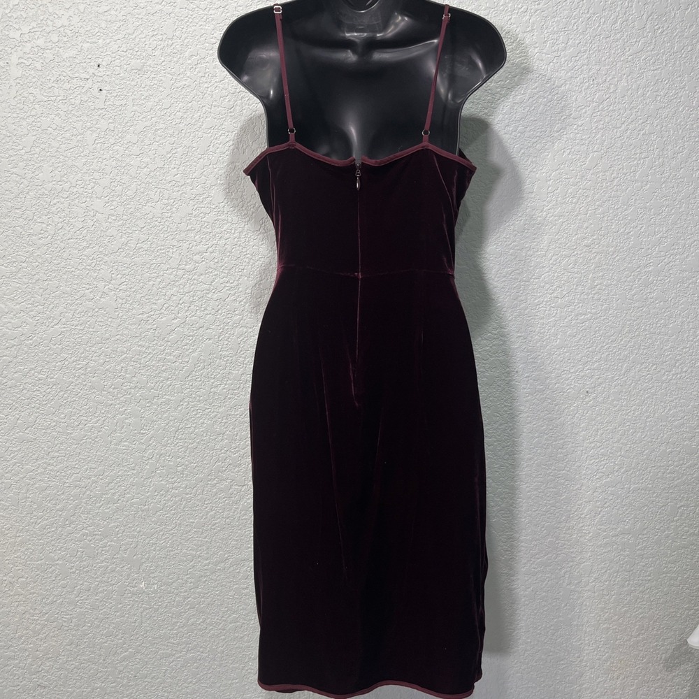 Adelyn Rae Dress Women L Burgundy Silk Blend Velvet‎ Faux Wrap Ruched FD3316L - Picture 3 of 9